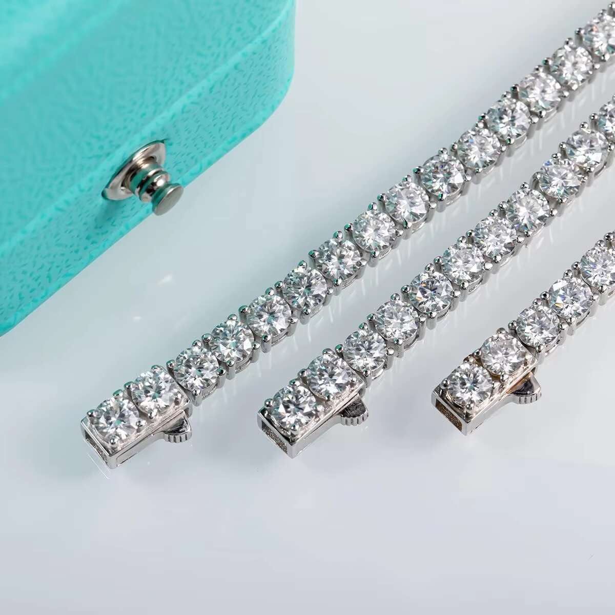 3mm 4mm 5mm Tennis Chain Hiphop VVS Moissanite Diamond 925 Sterling Silver Moissanite Tennis Chain