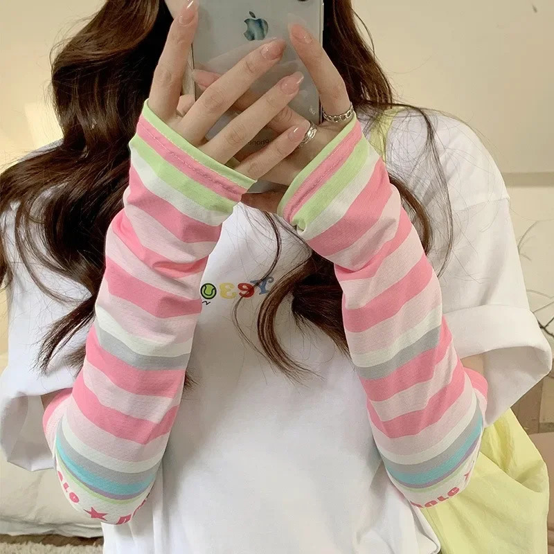 Ice Sleeve Womens Sun Protection Summer Cute UV Protection Loose Hand Sleeve Driving Gloves Ice Silk Sleeve 250430