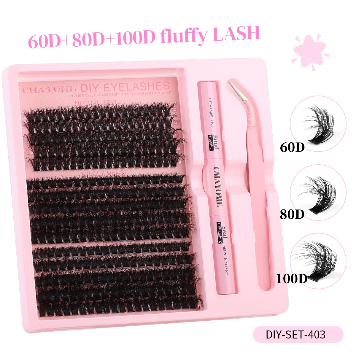 DIY Lash Clusters Kit Mixed Length Volume Eyelash Cluster Set Soft Fluffy Long Lasting Lashes with Glue Tweezer for Beginners Easy At Home Application