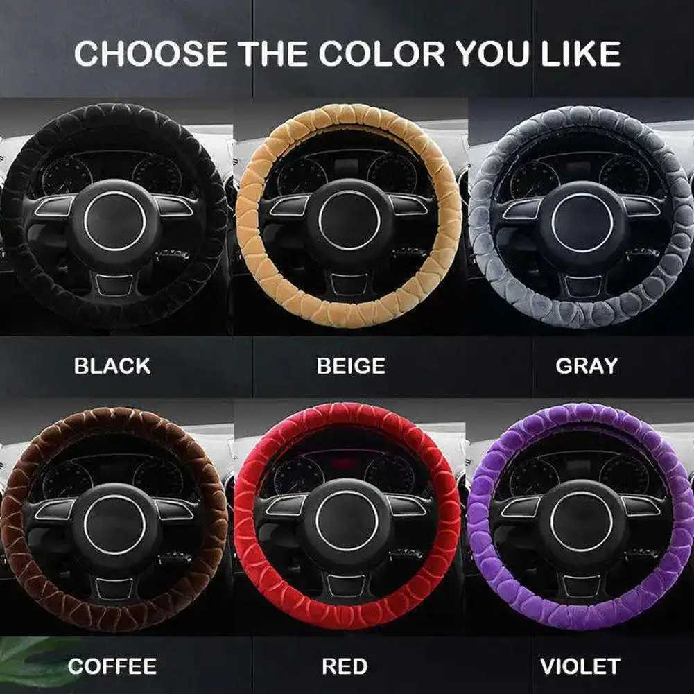 Soft winter warm plush car steering wheel cover universal 37-39cm steering wheel cover used for car interior accessories in 6 colors H25430