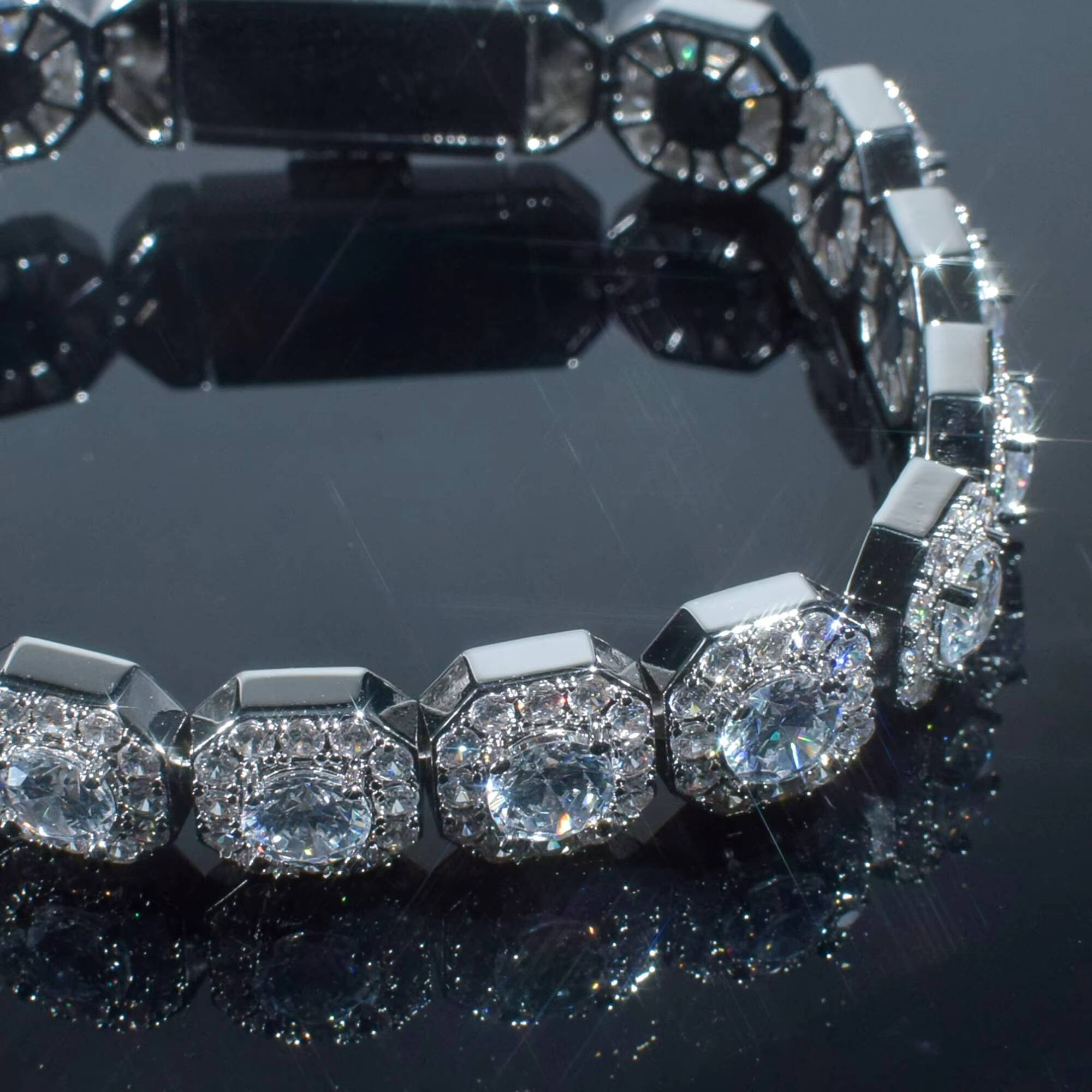 Iced Out Heart Shape CZ Diamond Chain Jewelry for Women Cluster Tennis Bracelet