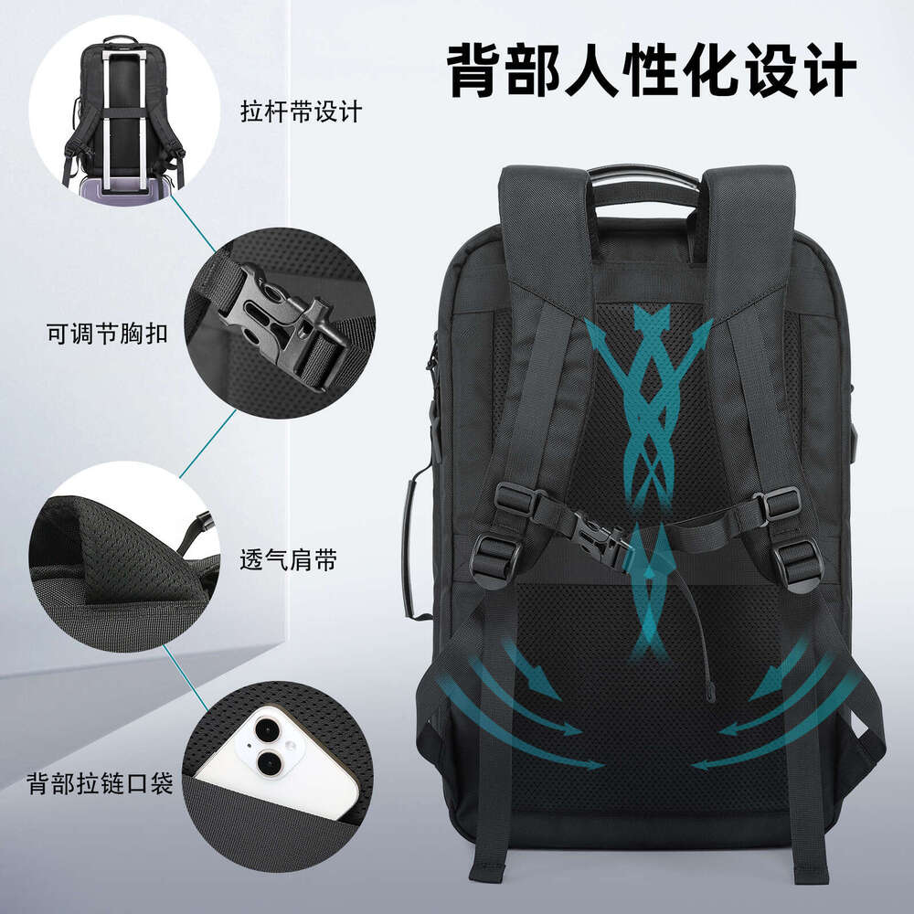 New men's multifunctional large capacity vacuum compression backpack anti splash water buffalo cloth travel bag