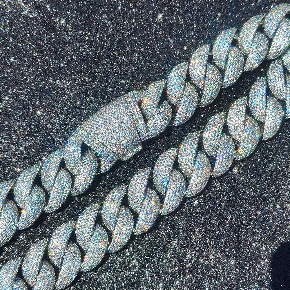 22MM 6 Rows Cluster 5A Dia Full Iced Out Cuban Link SIer/ Gold Plated Bling CZ Bubble Chain for Men Women