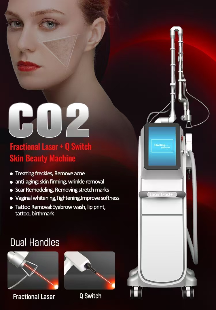 2 In 1 Co2 Fractional Skin Resurfacing Nd Yag Laser Pico-laser Picosecond Laser Tattoo Removal Acne Scar Stretch Marks Removal Smooth Scars Freckle Re