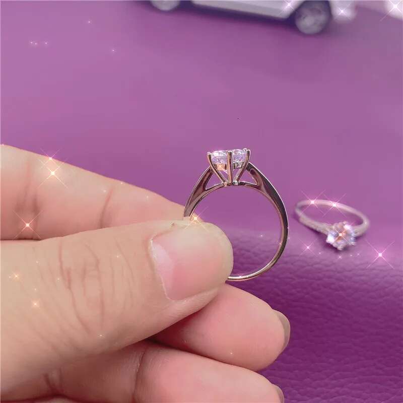 Womens D Color Moissanite Ring 1CT Adjustable Ring Original 925 Sterling Silver Moissanite Rresizable Rings For Women