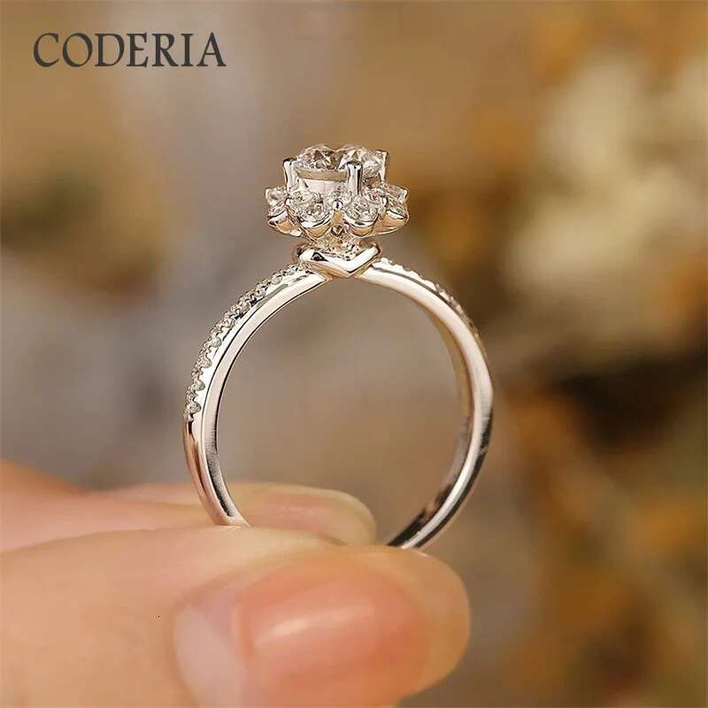 1 carat Moissanite Wedding Ring Round Diamond Cut Certified 925 Sterling Silver Engagement Ring for Women