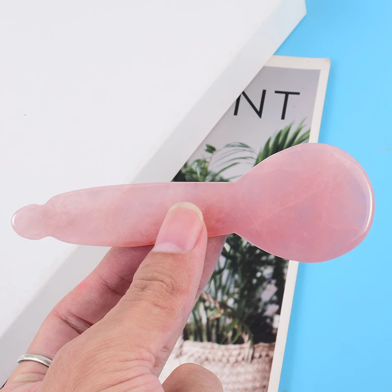 Rose Quartz Spoon Face Care Gua Sha Tool Beauty Health Product Natural Stone Jade Scraper Massager Neck Skin Scrape Massage 250424