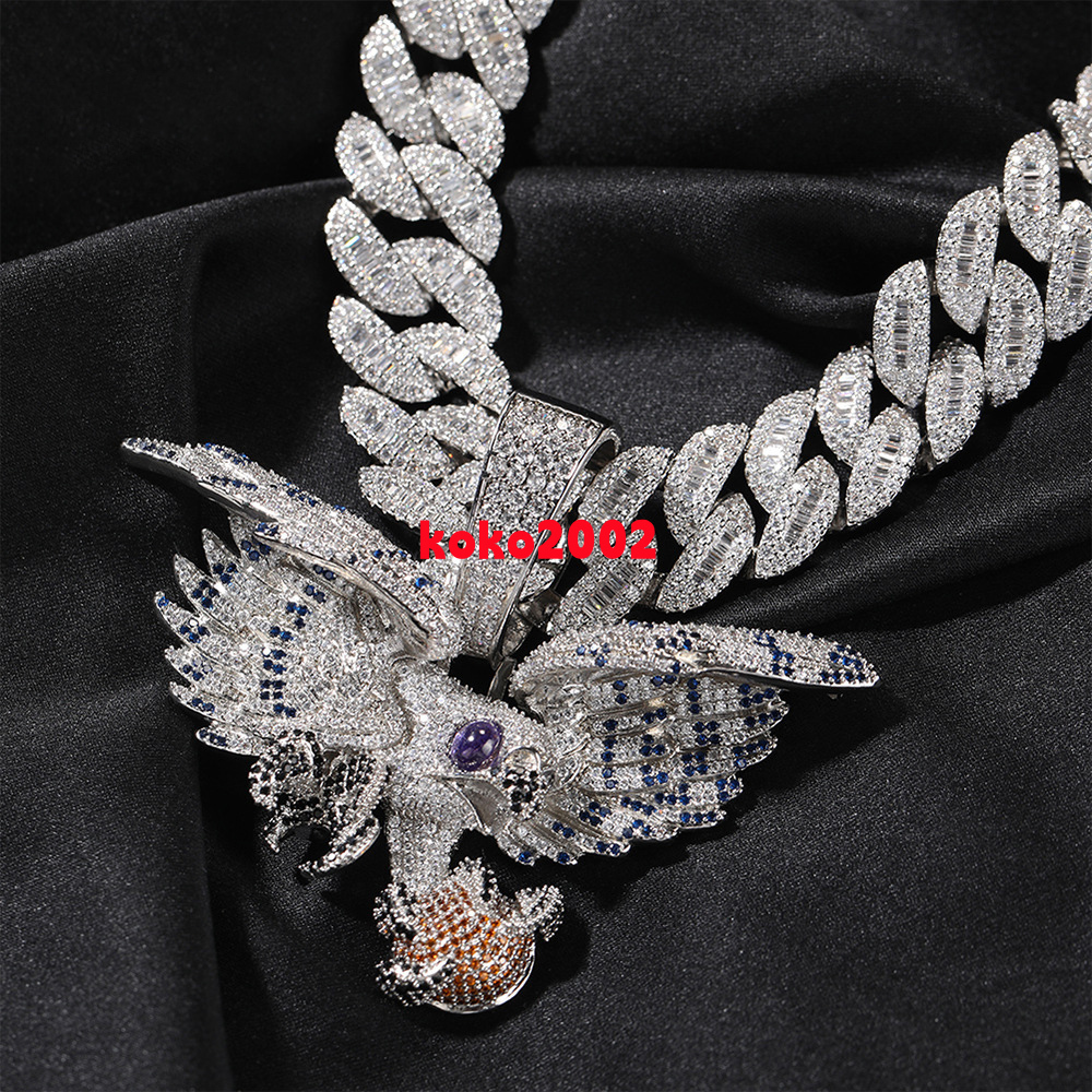 Customized eagle pattern Moissanite Chain Copper Delicate Animal Pendant Diamond Chain Falcon Necklace Ice Diamond Necklacesv
