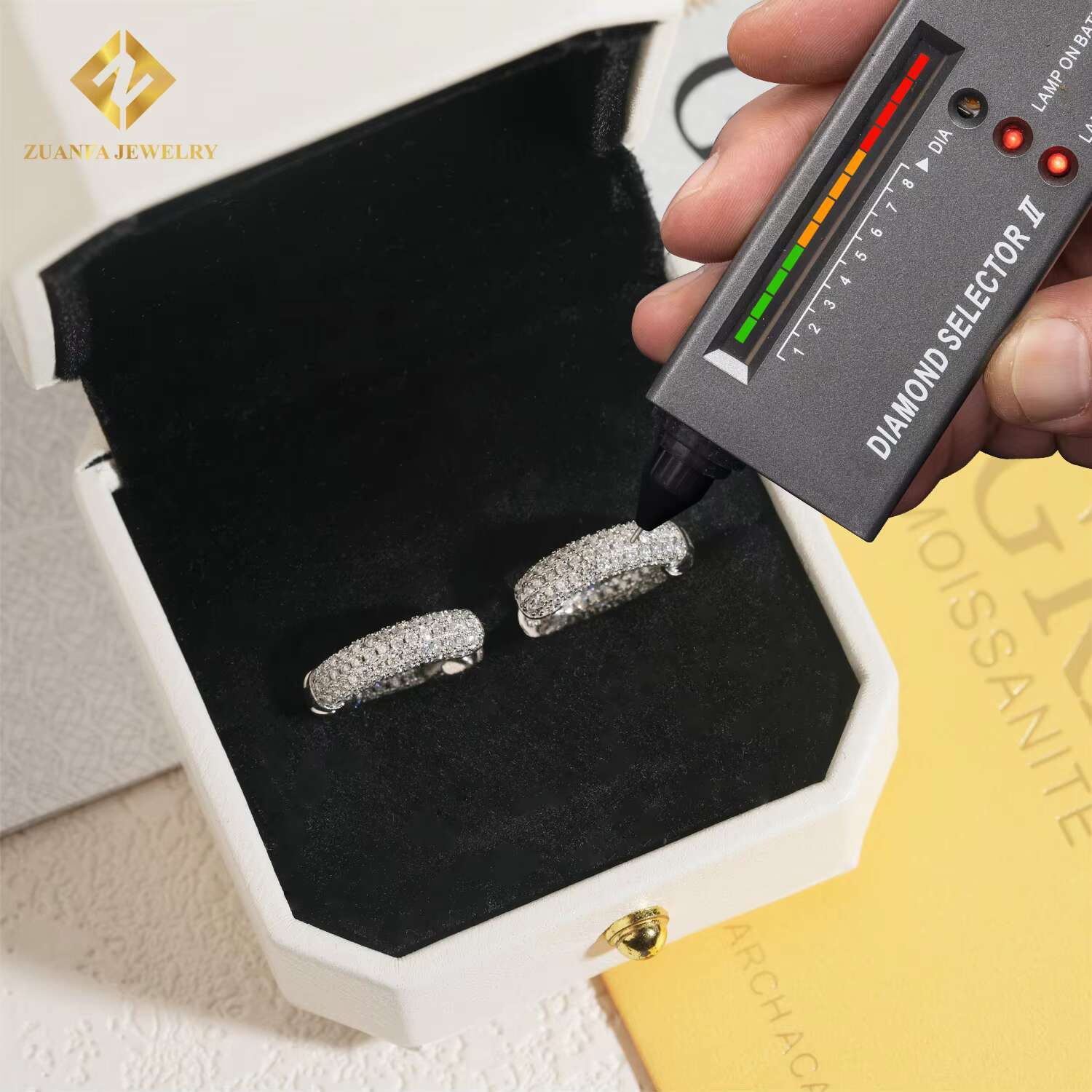 RTS Iced Out 3 Rows VVS Moissanite Diamond Earrings 925 Silver Jewelry Trendy Hip Hop Hoop Earrings Diamonds for Men Women