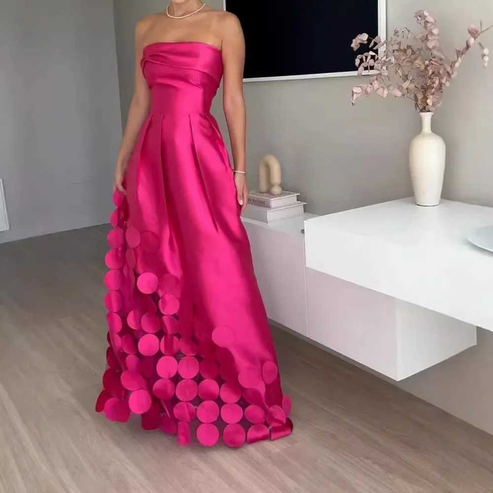 European and American fashion strapless high waisted evening gown womens design sense patchwork satin sexy dress vest W250430