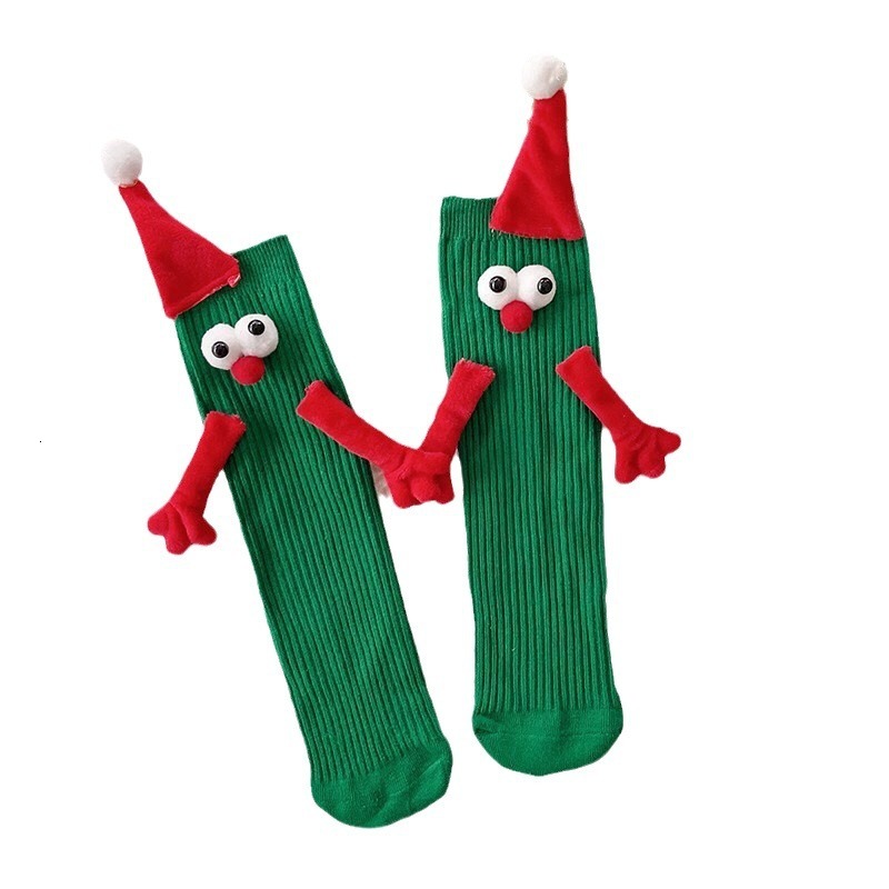 Christmas children's parent-child magnetic suction cute and funny cartoon doll dopamine pile socks, in hand trendy socks