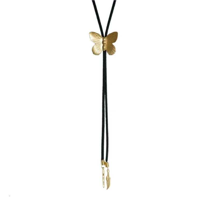 Bolo Tie for Men Western Cowboy Necktie with Alloy Butterfly Buckle Decorations Masquerade Costume Accessories 250430
