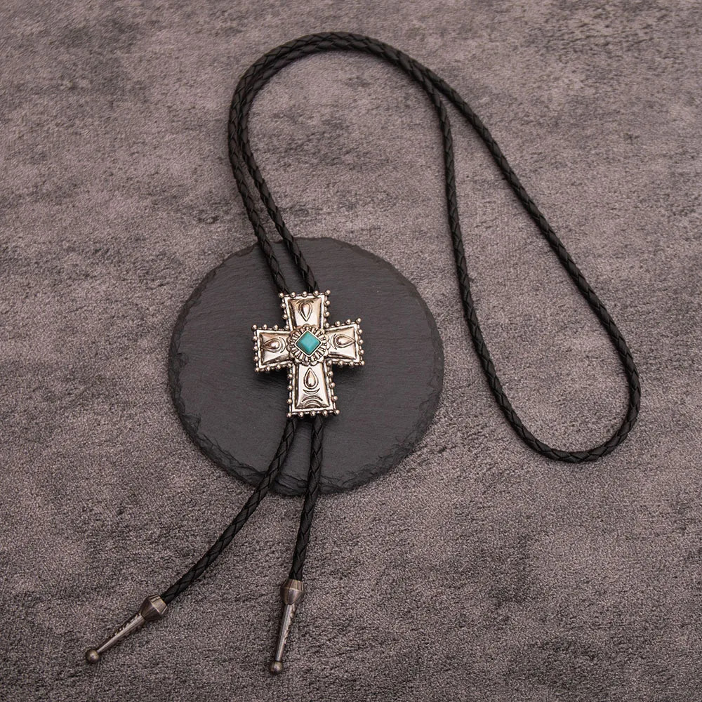 SELOVO Genunie Leather Bolo Tie Native Western Bola Tie Stone 250430