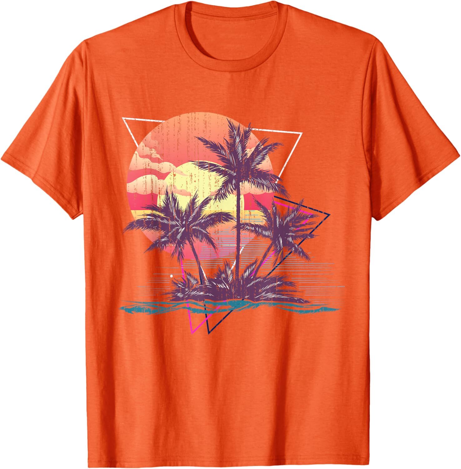 T shirt for Mens Retro Palm Trees Beach Sunset Tropical Summer Graphic Tee Casual Tops Clothes Short sleeve Trendy Fashion