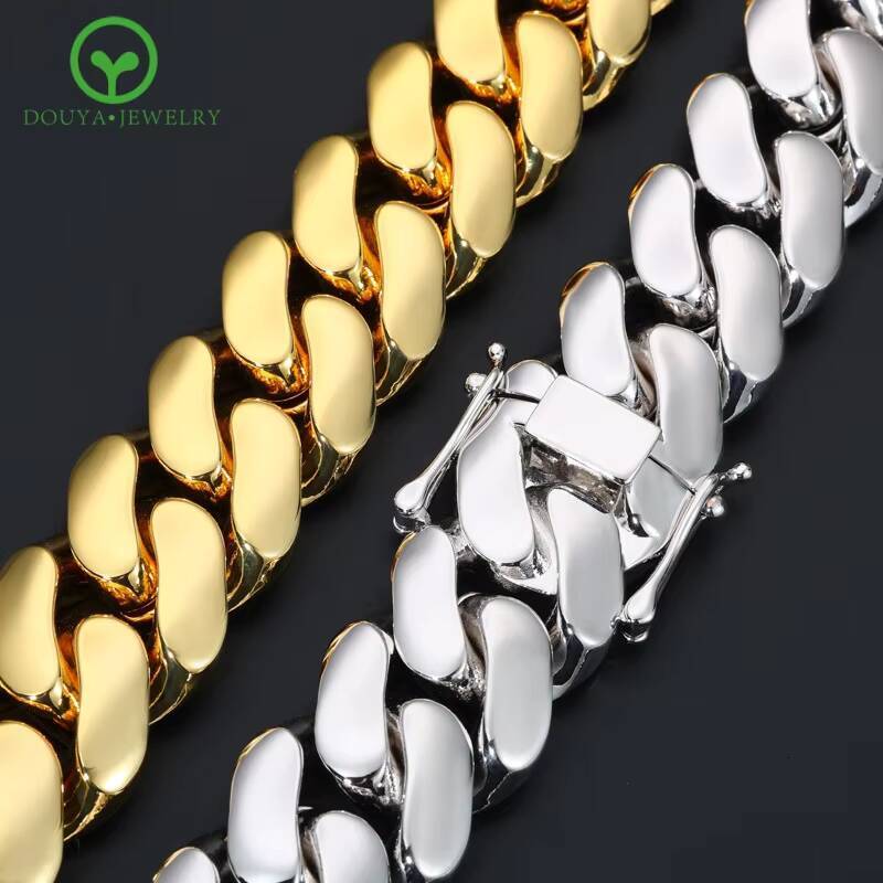 High Quality 25mm Real Gold Plated Copper Large Cuban Chain butterfly Clasp Bracelet for Man Woman
