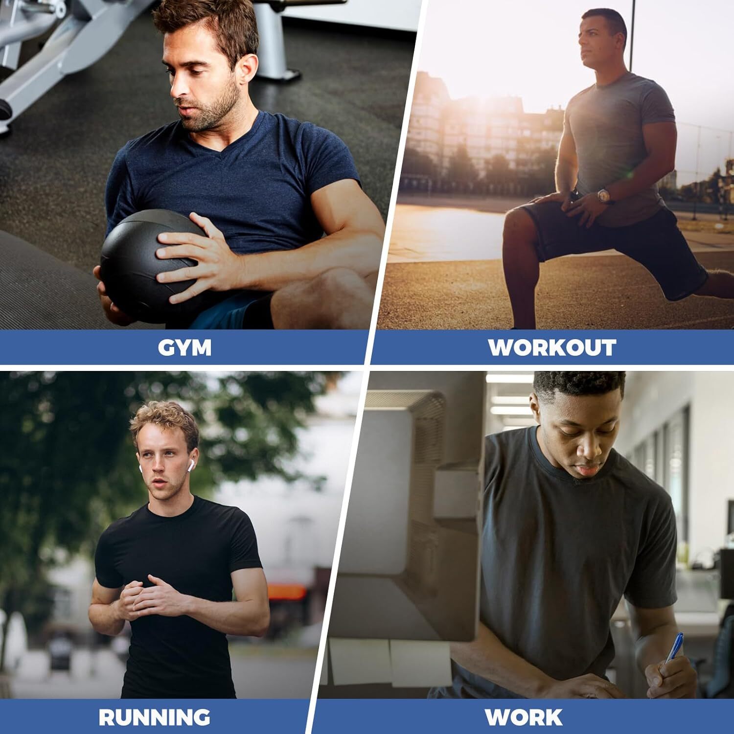 5-piece workout men's - black gym dry short sleeved moisture wicking T-shirt top suitable for sports, work, leisure, running