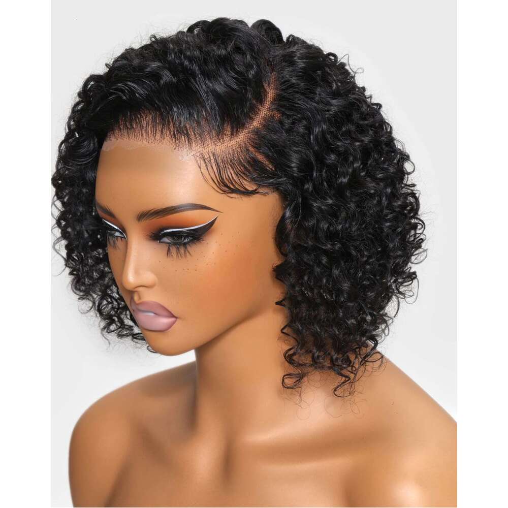 UNICE 10 inch Short Curly Beyond Basics Bob Human Hair Bye Knots Glueless Wigs Plucked Pre Cut 7x5 HD Lace Closure Ready to Go Wig Black Color
