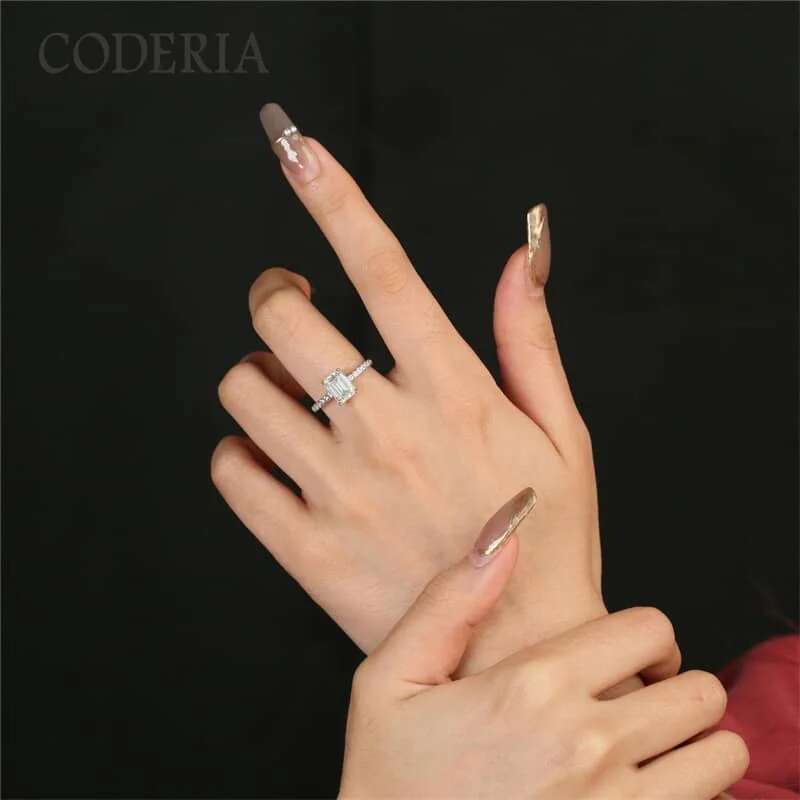 real 12ct moissanite diamond rings excellent emerald cut d color vvs1 925 sterling silver wedding ring gra certified jewelry