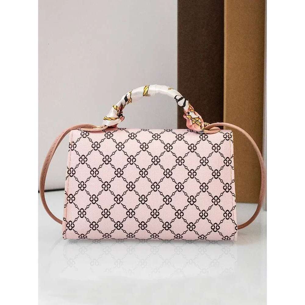 New Ladies Dot Panel Printed PU Scarf Lock Buckle Shoulder Bag Crossbody Bags For Women