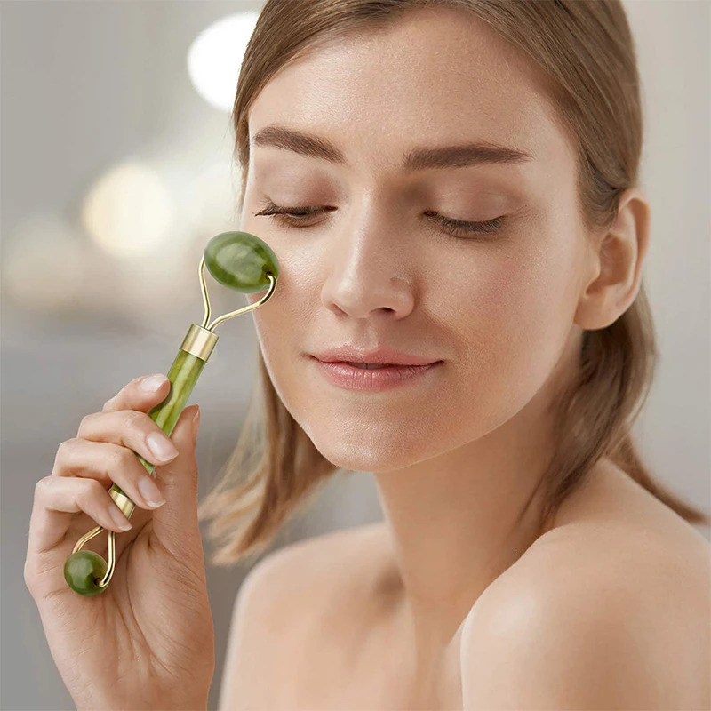 3pcs Natural Stone Gua Sha Face Roller Set Gouache Scraper Back Neck Scratcher Massager For Face Massage Tools Jade Roller 250424