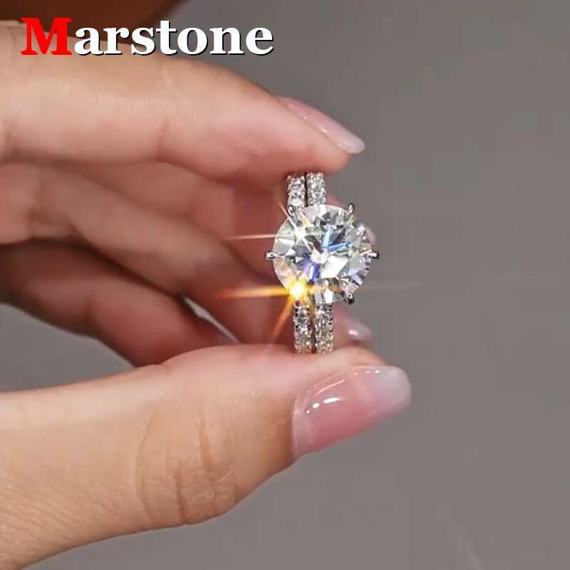 5CT Full Moissanite Diamond D Color Womens Ring S925 Sterling Sliver 18K White Gold Rings Fine Jewelry for Women