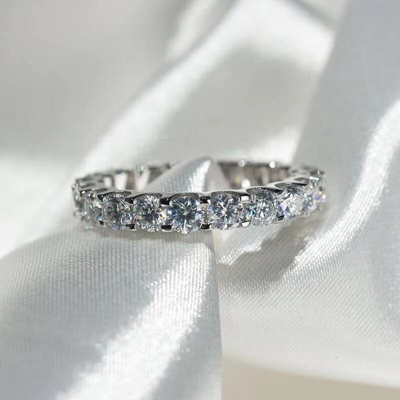Popular 35mm VVS Moissanite 14K Solid Gold Moissanite Eternity Wedding Band Ring