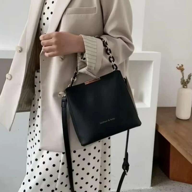Women S Leather Fashion Senior Small Fresh Chain Bucket Bag Shoulder Crossbody Handbag Tote Bags For Bolsos Para Mujer Bag