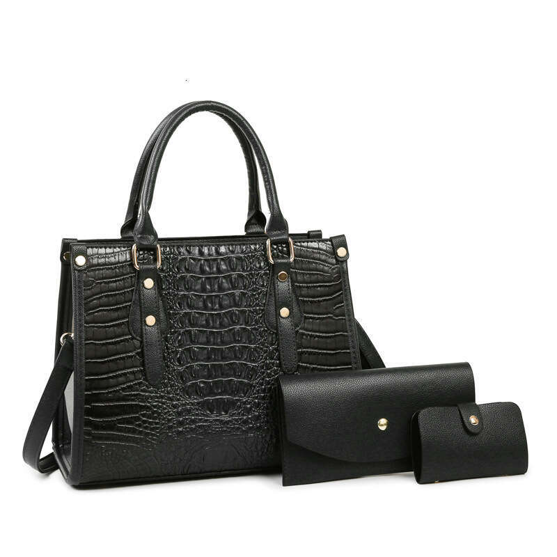 New Fashion Three Piece Set Large Capacity Mother and Child with Crocodile Pattern Texture Single Shoulder Handheld Crossbody Women's Bag