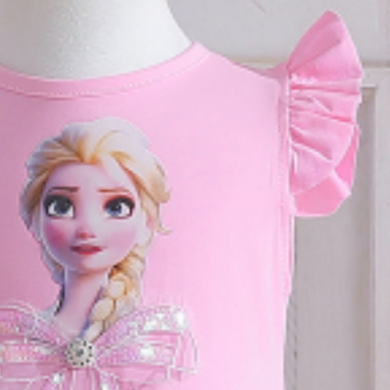 DISNEY kids designer clothes girl toddler designer clothes Frozen Elsa summer dress children's bow skirt cotton princess dress for children comfo