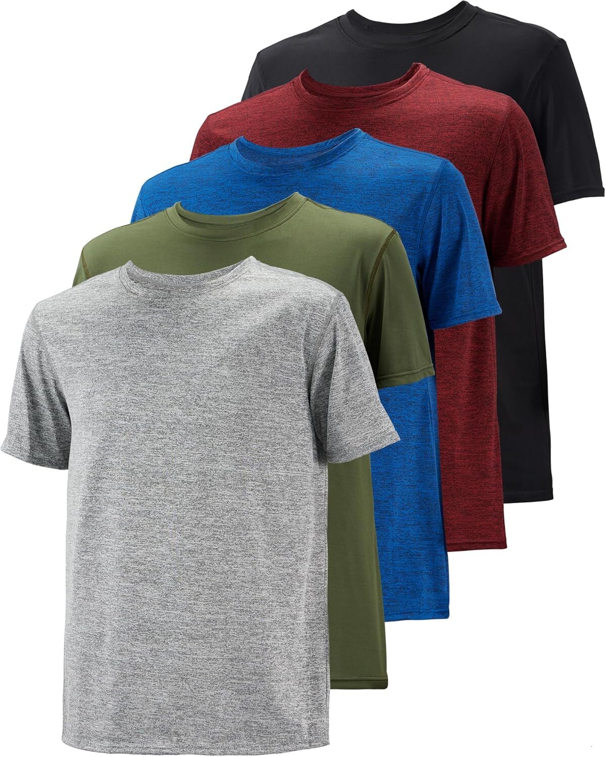 5 Pack Mens Workout T-Shirts Quick Dry Athletic Short Sleeve Crew Neck Running Gym Tee Tops