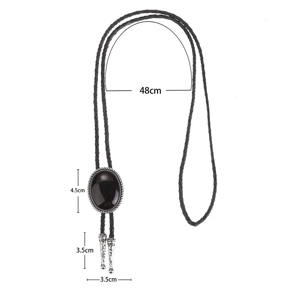 Naturel stone agate onxy bolo tie for man Indian cowboy western cowgirl leather rope zinc alloy necktie 250430