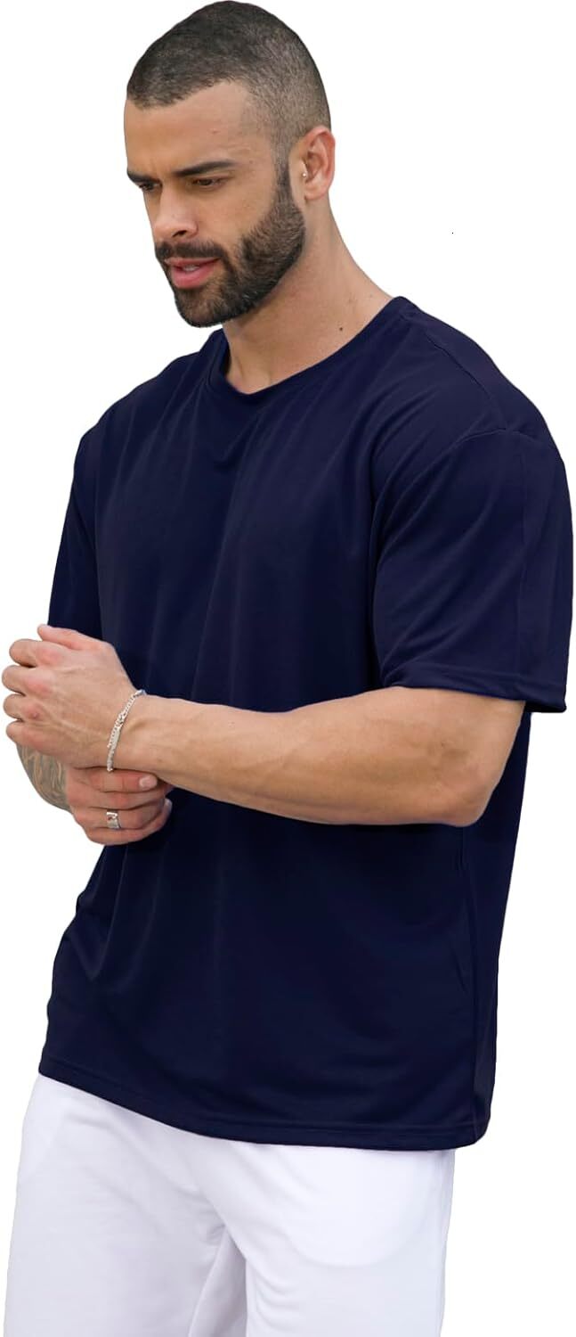 5 Pack Men's T-Shirts Short Sleeve Crew Neck Tops Mesh Dry Fit Athletic Tee Shirts for Gym Workout Running