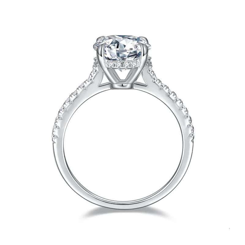 1-4CT Full Moissanite Diamond D Color Womens Ring S925 Sliver 18K White Gold Rings Fine Jewelry for Women Lady