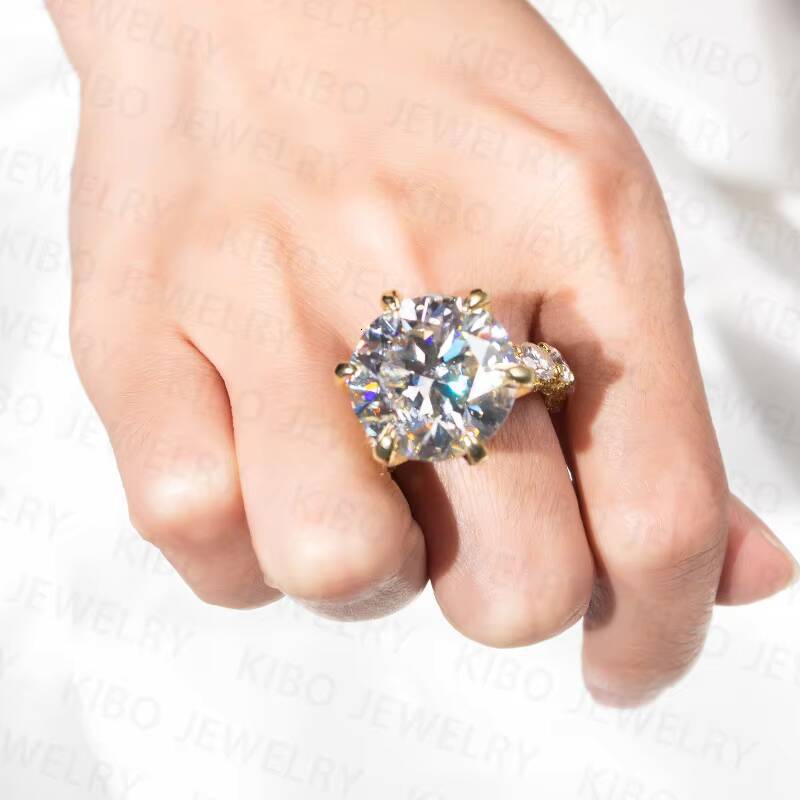 Gold Plated 925 Silver Fine Jewelry Rings VVS Moissanite Diamond Engagement Rings for Women Wedding Ring