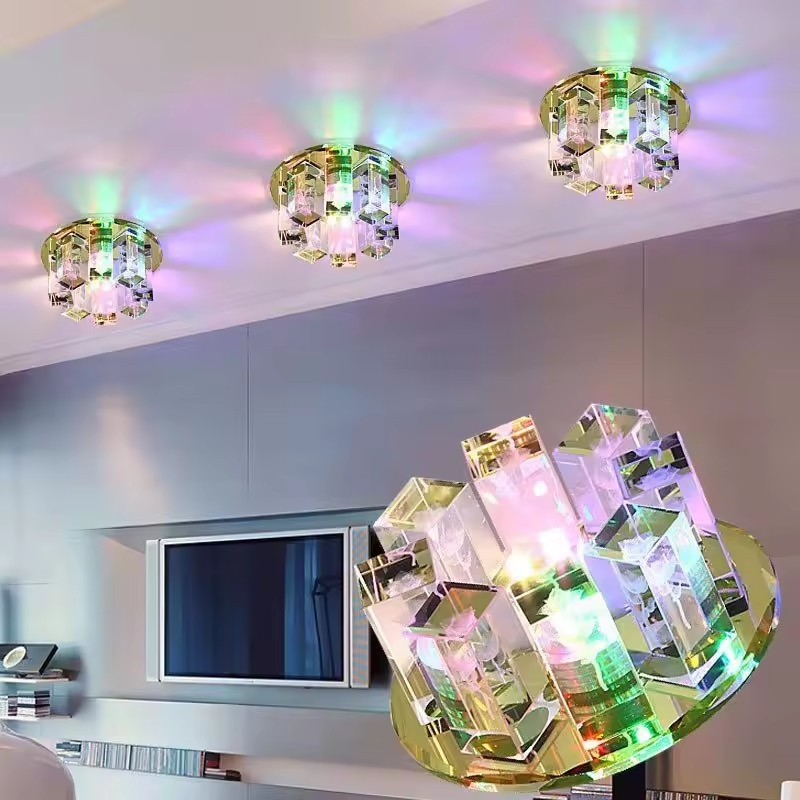 Crystal Aisle Balcony Led Ceiling Lamp AC90-260V 5W Light Living Room Corridor Lamp Modern Ceiling Light for Home Decoration Luminaire