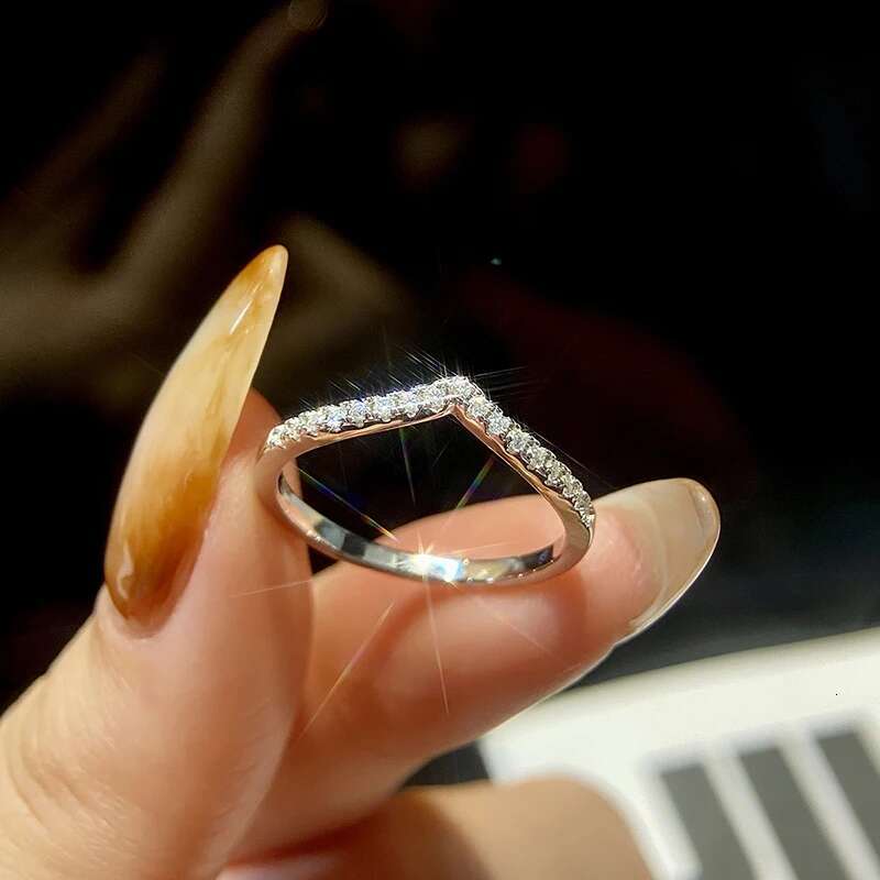knb brilliant vshaped certified moissanite pure diamond rings for women gift real 925 sterling silver best quality fine jewelry