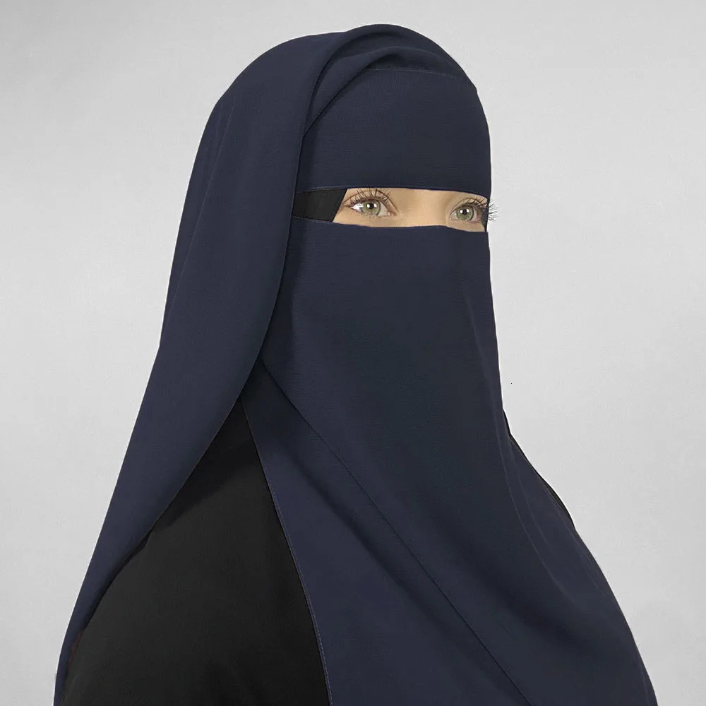 Niqab High Quality Chiffon Lightweight Breathable Face Cover Veil EID Ramadan Muslim Women Wholesale Rounded Back Long Hijab 250420