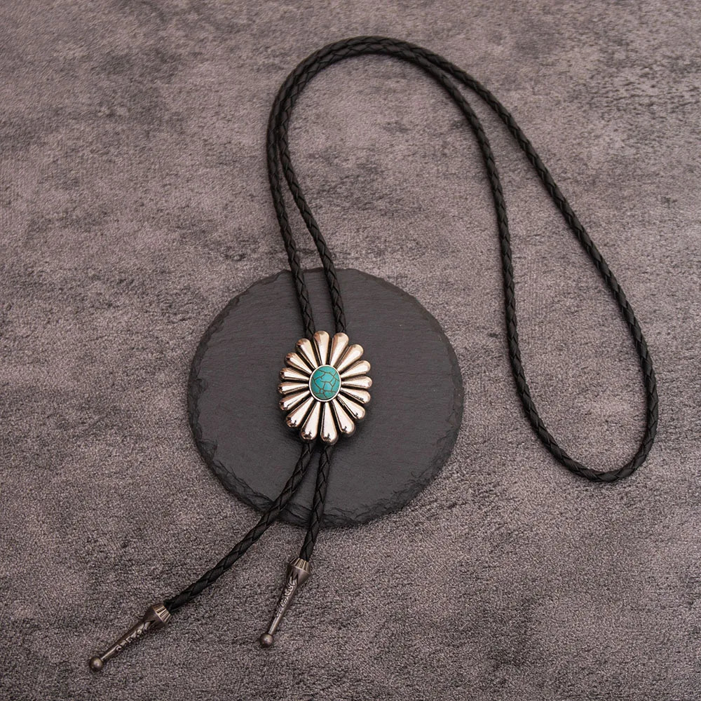 SELOVO Genunie Leather Bolo Tie Native Western Bola Tie Stone 250430