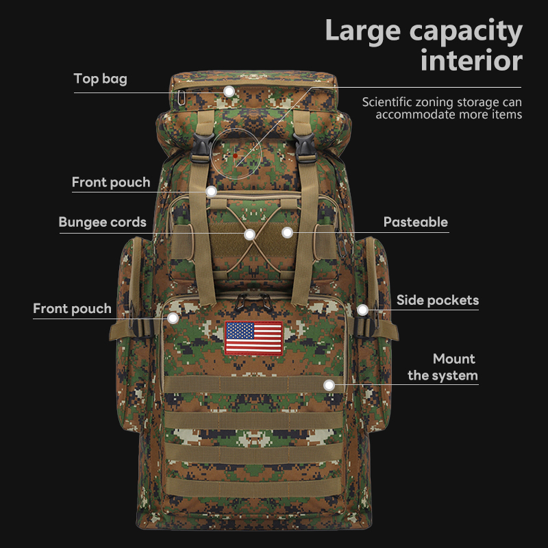 hiking backpack large capacity multifunctional set of 2 backpack chest bag suitable for outdoor sports travel camping tactical backpack for outdoor 30