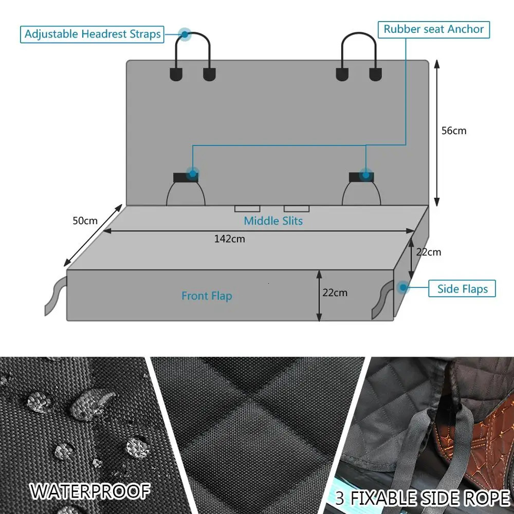 Dog car seat cover pet travel car cushion waterproof dog car seat protector with center seat armrest suitable for dogs 250427