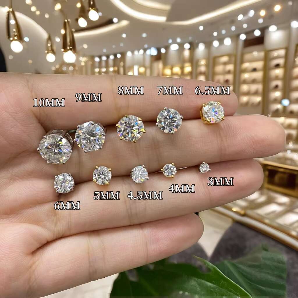 Factory Wholesale 925 Silver 5MM 6.5MM Vvs Diamond Moissanite Earrings Women Men Fine Stud Earring