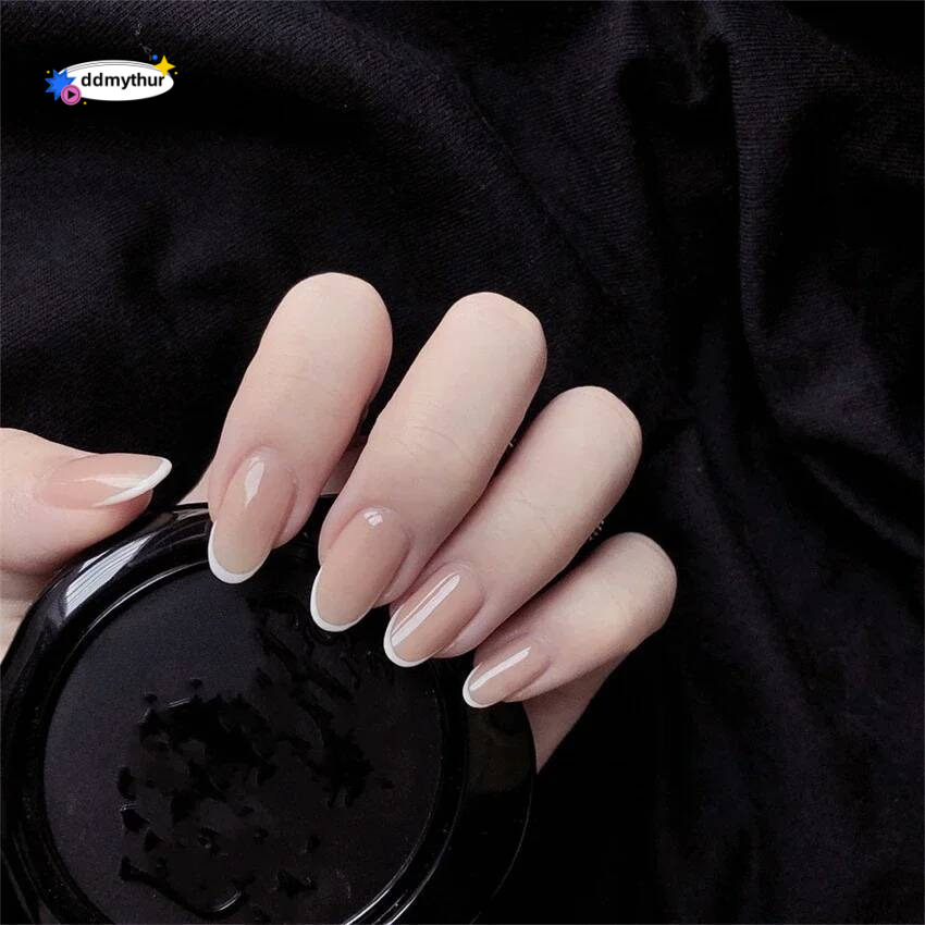 24Pcs/Set Artificial Full Cover Wearing Reusable False Al Fake Nails Art Medium Long Oval Press on Acrylic Nail Tips ddmythur