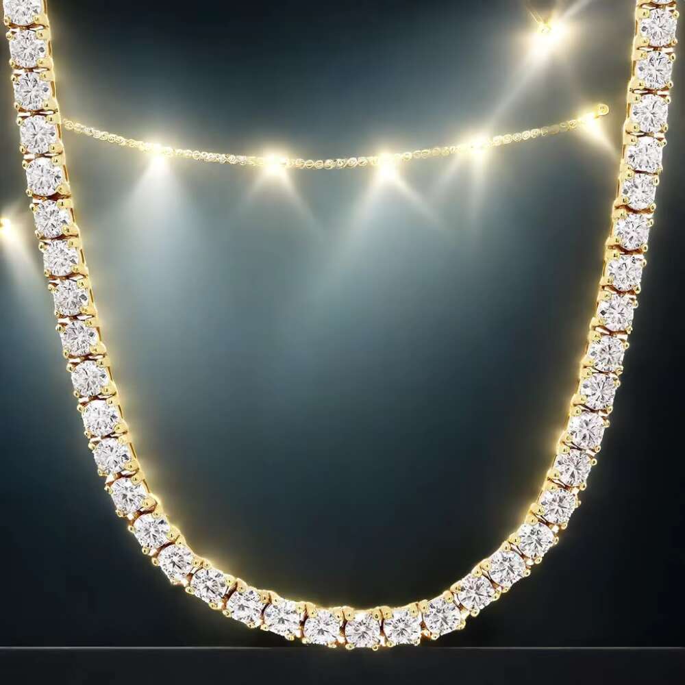 Custom VVS Tennis Chain for Hiphop Moissanite Diamond in S925 Sterling Silver Bling Moissanite Tennis Chain