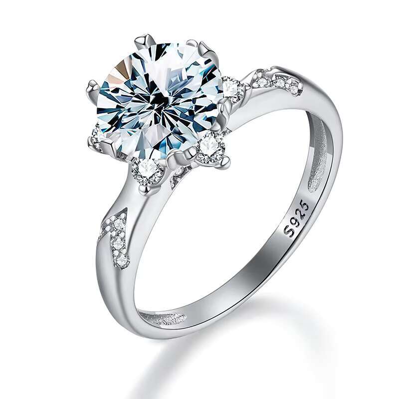 Luxury Jewelry Big Solitaire 8mm Diamond Moissanite Gemstone Engagement Rings 925 Sterling Silver for Women Wedding