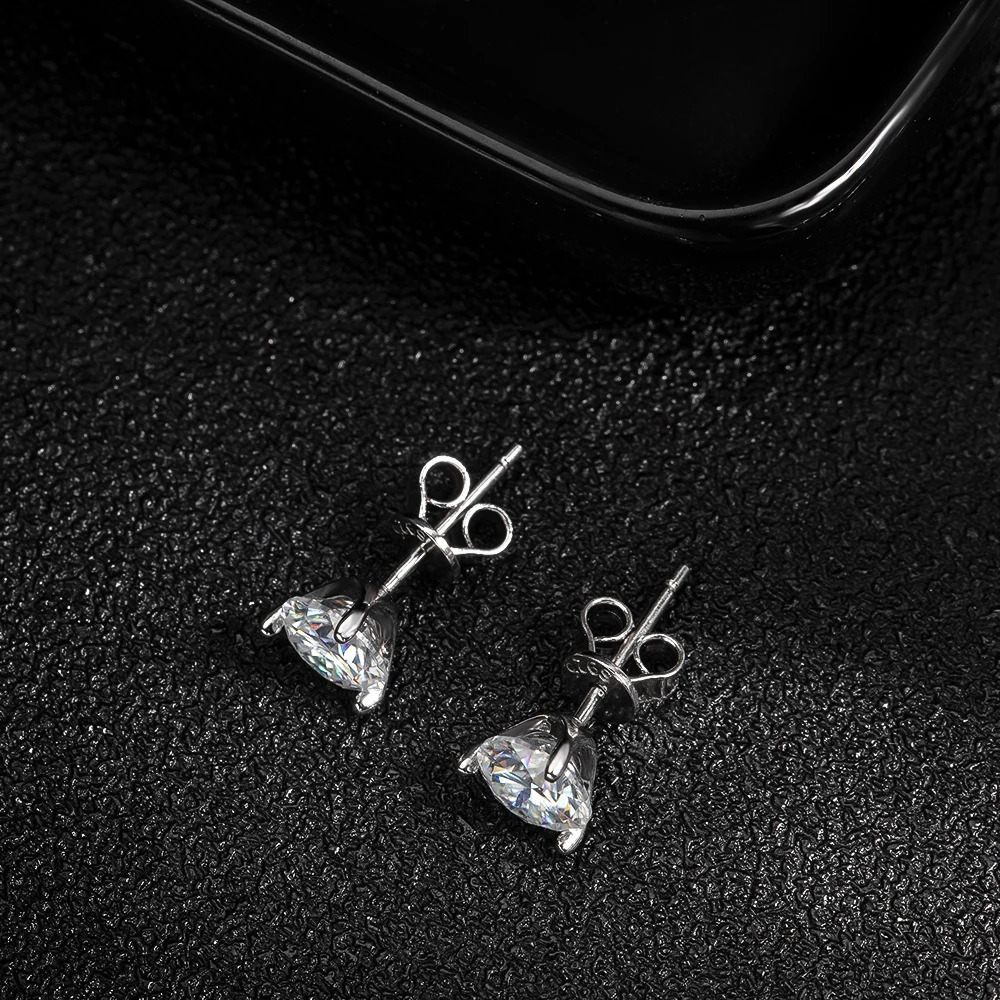 Knobspin D VVS1 Round Earring 3 Prongs Setting Classic Trendy Women Man Fine Jewelry GRA Certified 925 Sliver Earring 250420