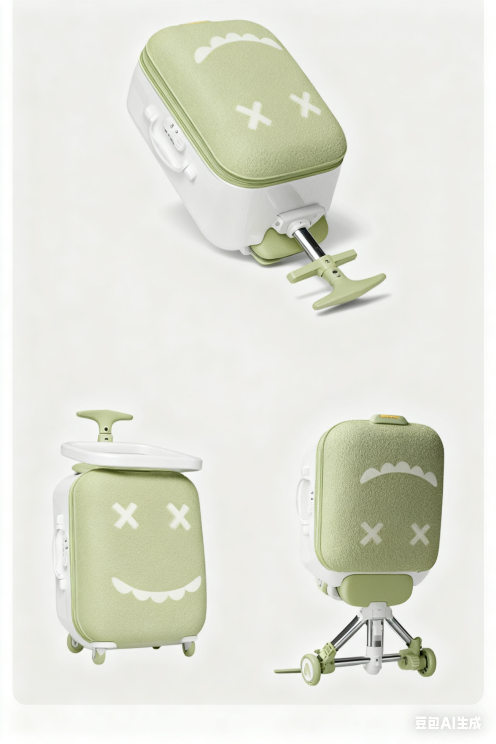 A designer's luxurious hand-held children's cycling suitcase. A cute children's suitcase