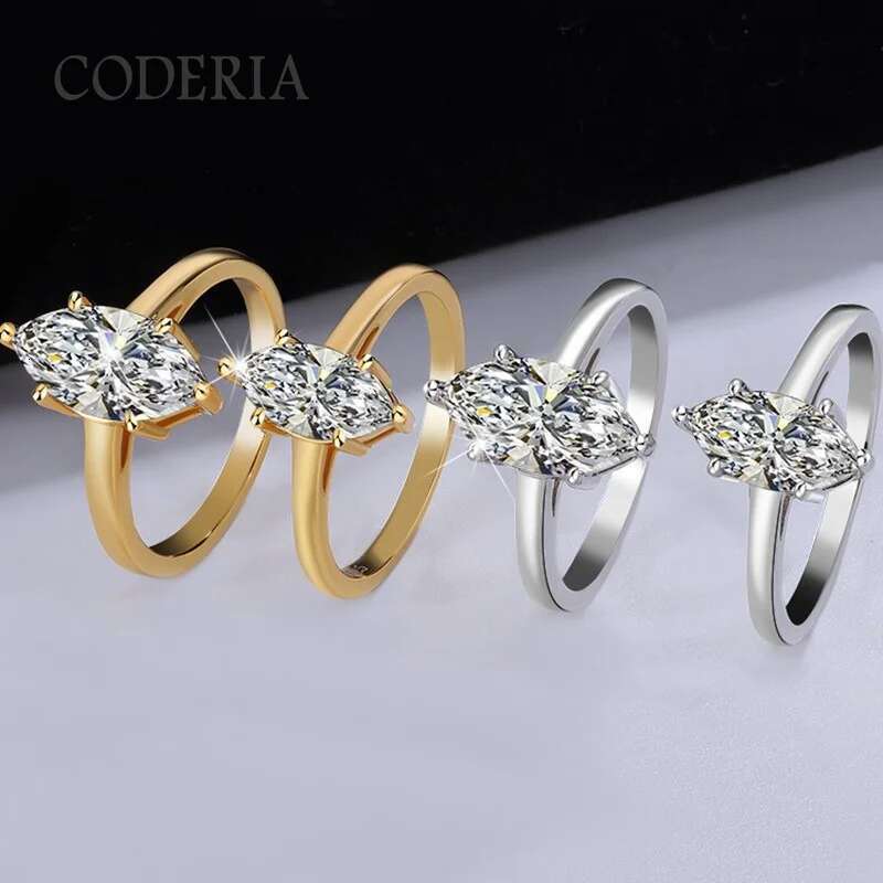 Real GRA Certified Moissanite Wedding Ring Women Birthday Gift Horse Eye 1CT 2CT Brilliant Diamond Finger Band Fine Jewelry