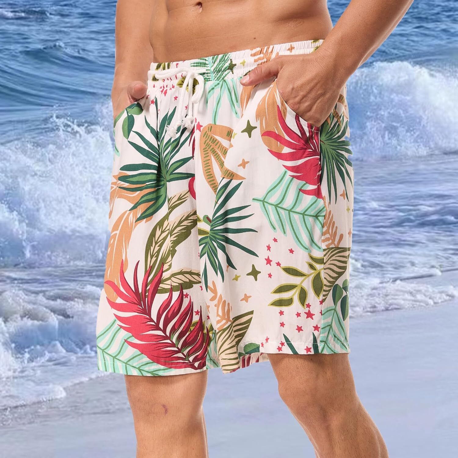 Men's Swim Trunks Shorts Swimwear Bathing Suits Beach Quick Dry Surfing Summer Funny Print Shorts with Drawstring Trendy Fashion