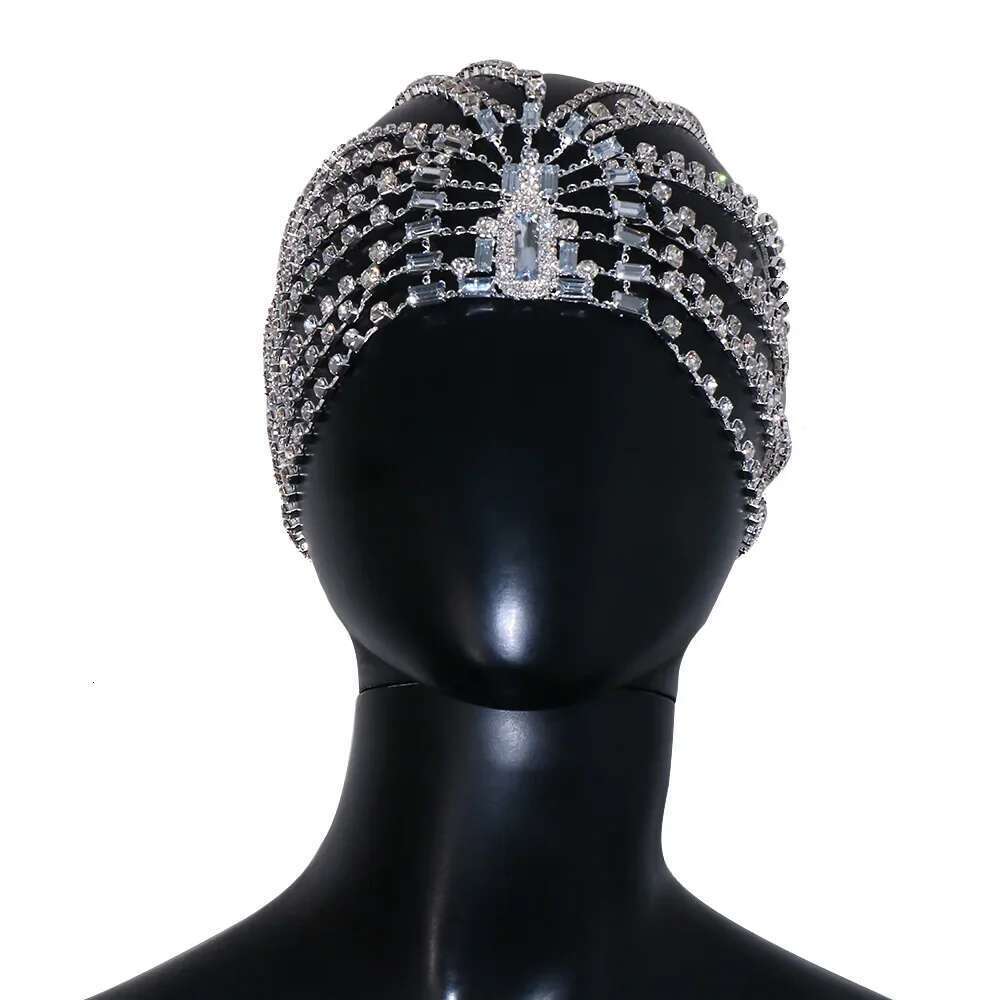 Elegant Rhinestone Bridal Headband Hat Forehead Hair Accessories Fashion Jewelry Wedding Crystal Head Chain Women Headpiece