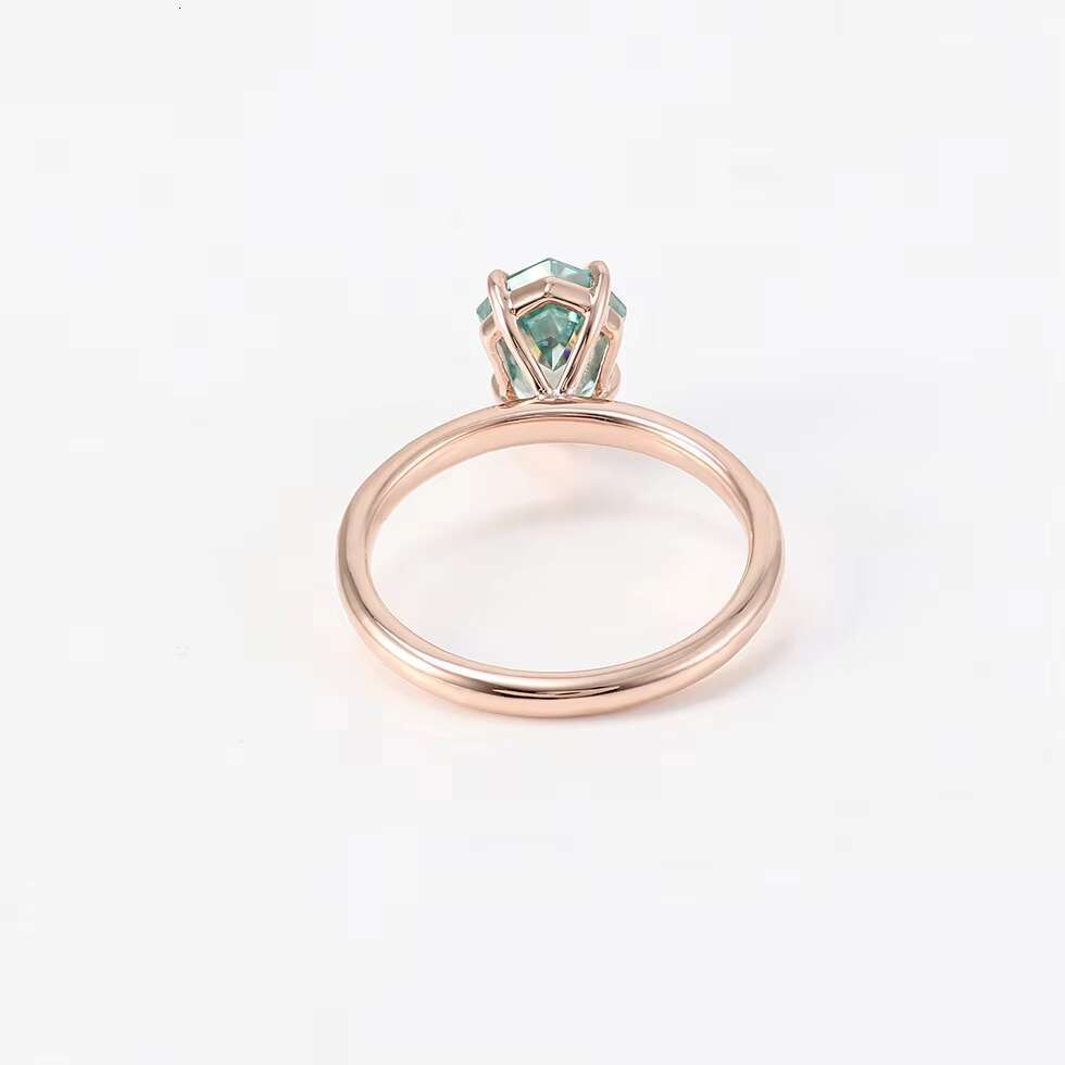 Green Blue Vvs 2ct Pear Cut 14k Solid Rose Gold Silica Ring Unique Engagement Boutique Jewelry
